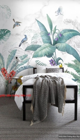 Wallpaper bedroom tree leaves h185