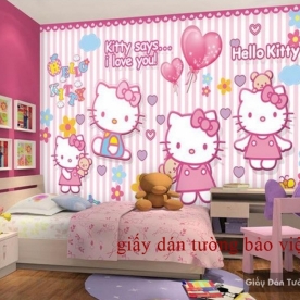 Children room wallpaper hello kitty Kid068