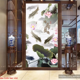 2-sided glass carp painting k246