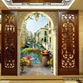 3D glass painting scene in Europe k181