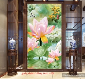 Painting glass 3d lotus flower k148
