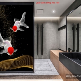 Painting of goldfish glass K131