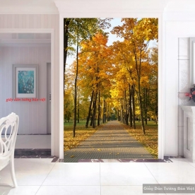 Autumn landscape glass painting k176