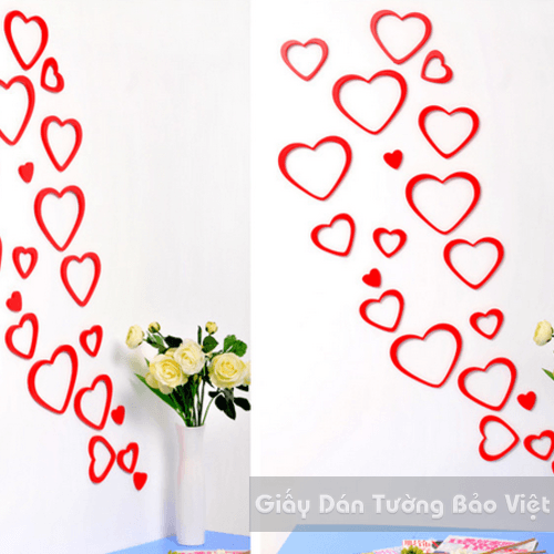 3D Wall Stickers- Heart-shaped 3D wood texture (black, green, blue, red, pink)