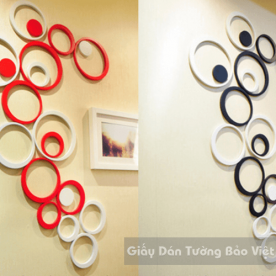 3D Wall Stickers - 3D circular wood texture (available in red, black, green, blue, orange, pink, white)