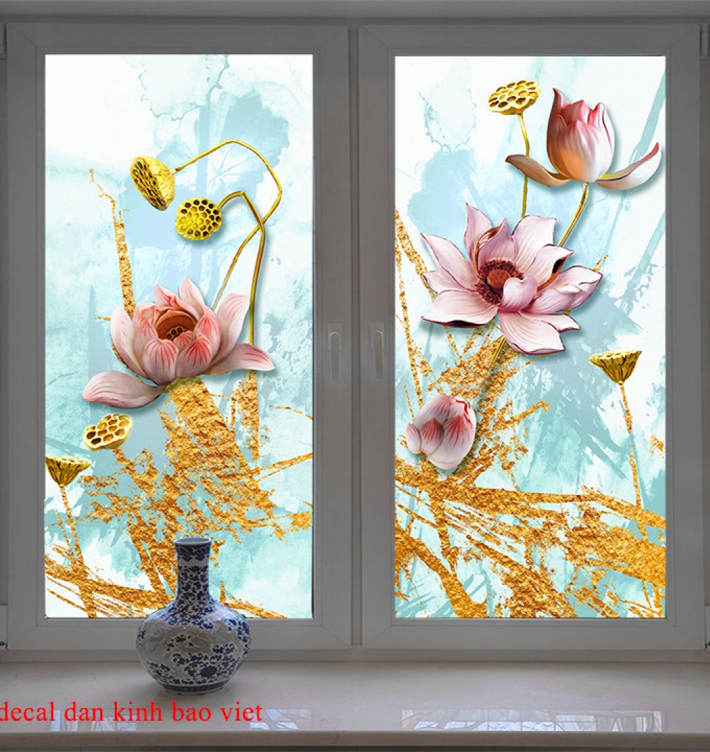 Decal glass lotus art art k288