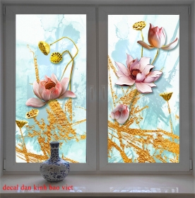 Decal glass lotus art art k288