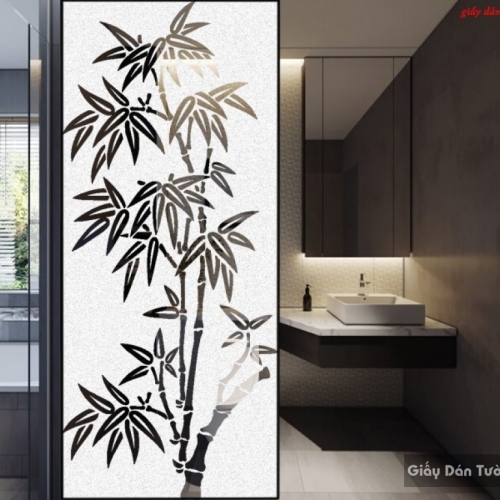 Decal glass frosted bamboo tree for bathroom art017
