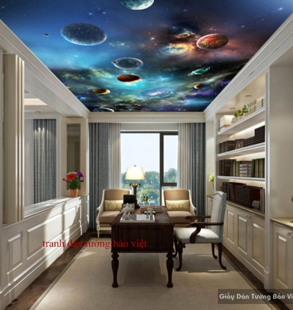 3D wall paintings of galaxy ceiling stickers K15648040