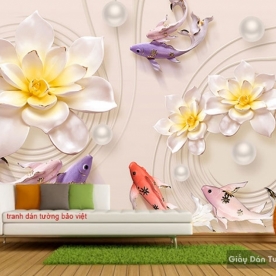 3D wall paintings of lotus FL106