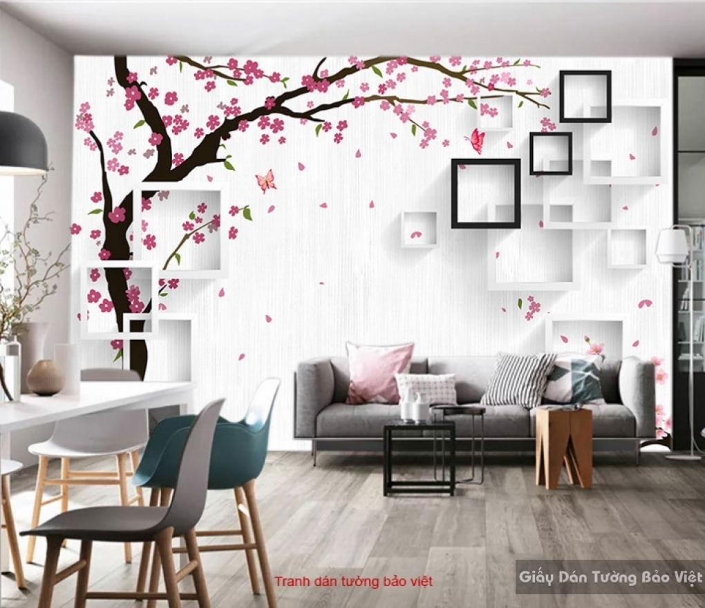 3D wall-painting of peach blossom 3D-077 | Bao Viet wall paintings