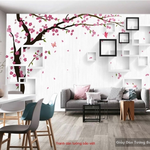 Wallpaper of spicy peach blossom 3D-077
