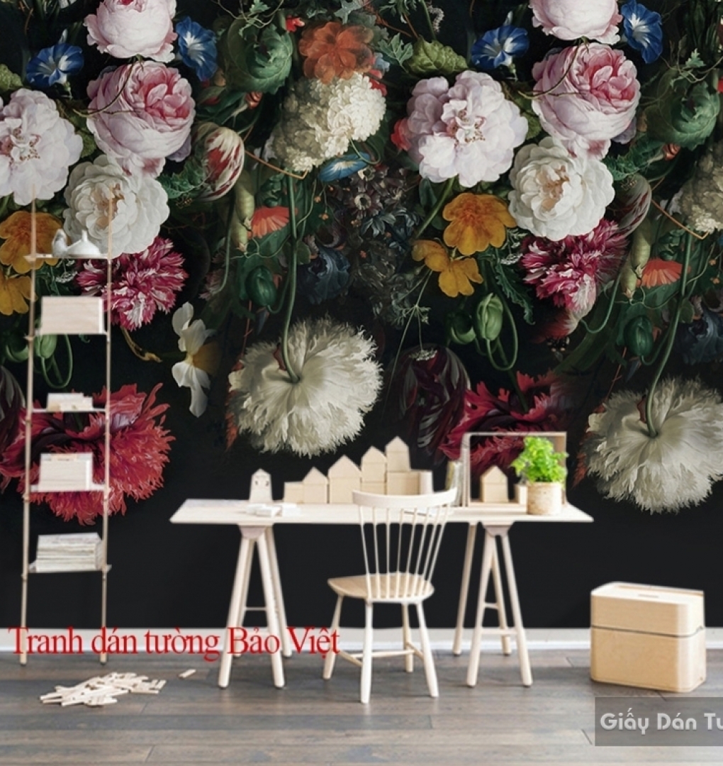 Beautiful wall paintings of 3D flowers K16071507