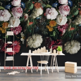 Beautiful wall paintings of 3D flowers K16071507