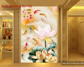 3D lotus wall paintings FL083