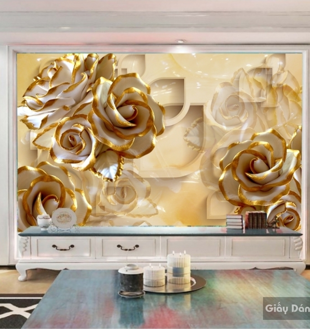 3D floral wallpaper FL033