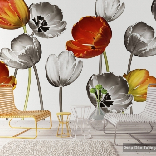 3D floral wallpaper paintings H018