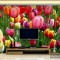 3D floral wallpaper paintings H022