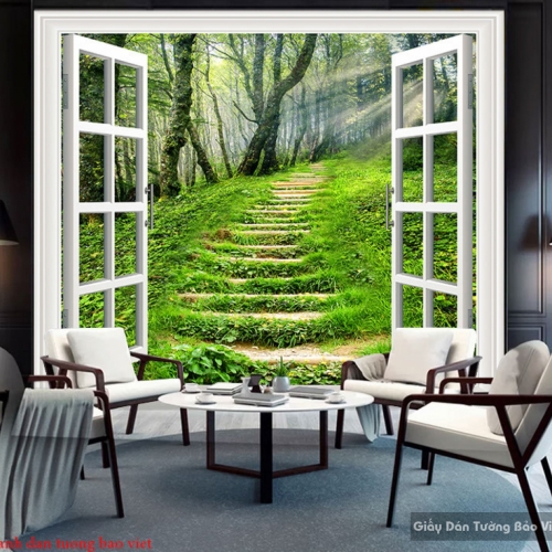 Wall paintings of 3d windows tr253