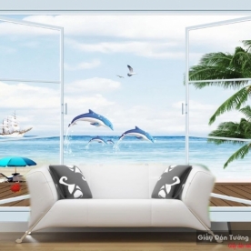 Wall paintings of beautiful sea scenery v108