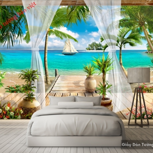 3D wall paintings of beach S064