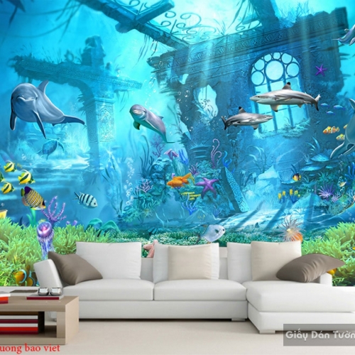 Wall paintings of 3d sea landscape s199