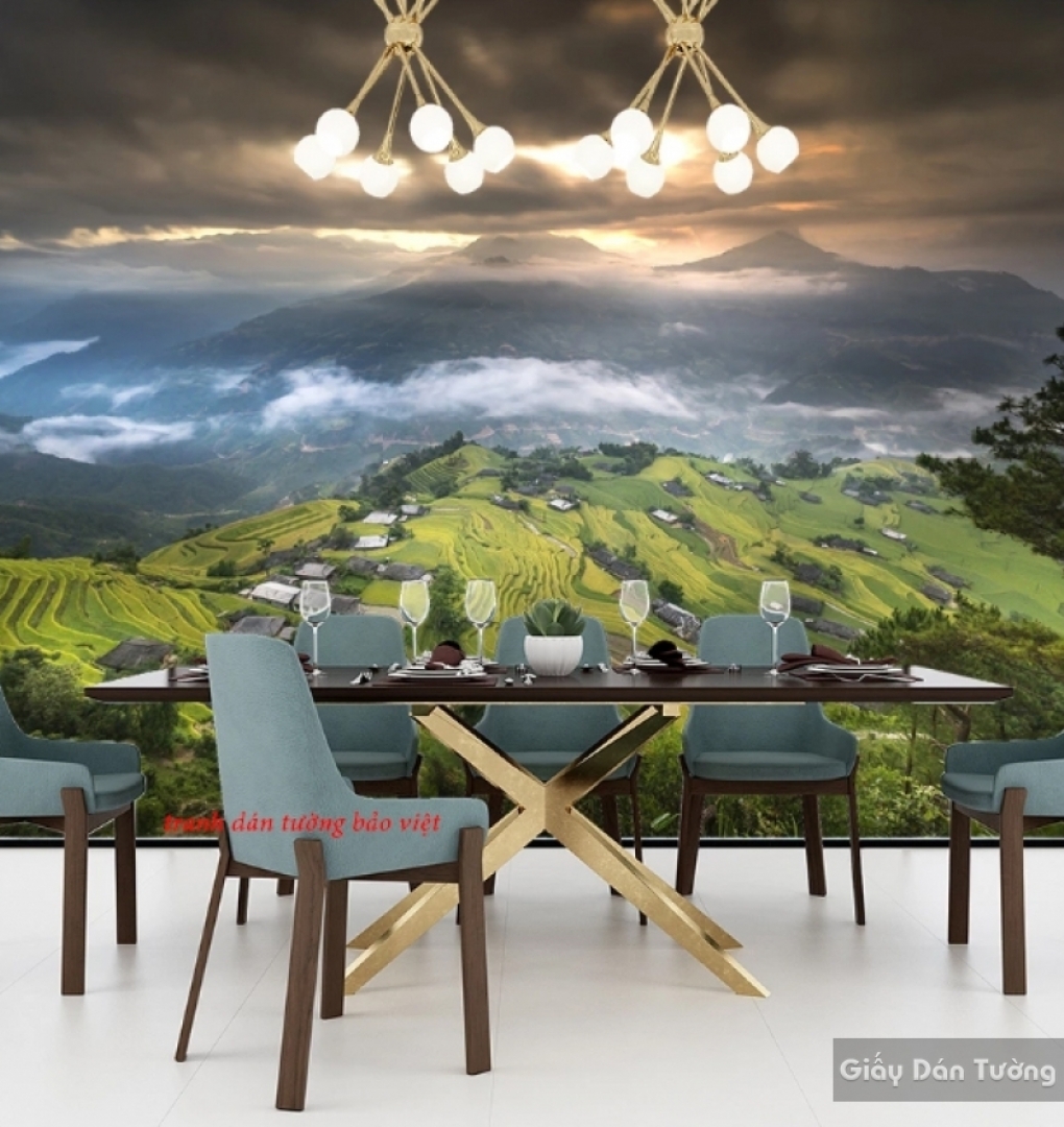 Wall paintings of Vietnam mountain landscape m068