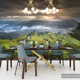 Wall paintings of Vietnam mountain landscape m068