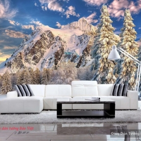 Wall paintings of mountain river v054