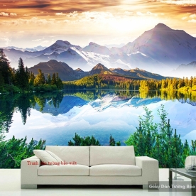 Wall paintings of mountain river scenery M048