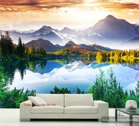 Wall paintings of mountain river scenery M048