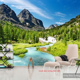 Murals of M055 mountain river landscape