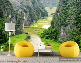 Wall paintings of Vietnam river and mountain scenery m074
