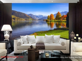 Wall paintings of mountain river landscape m080