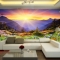 Wall paintings of mountain river landscape m086