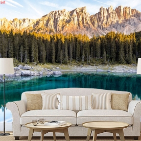 Wall paintings of mountain river landscape m081