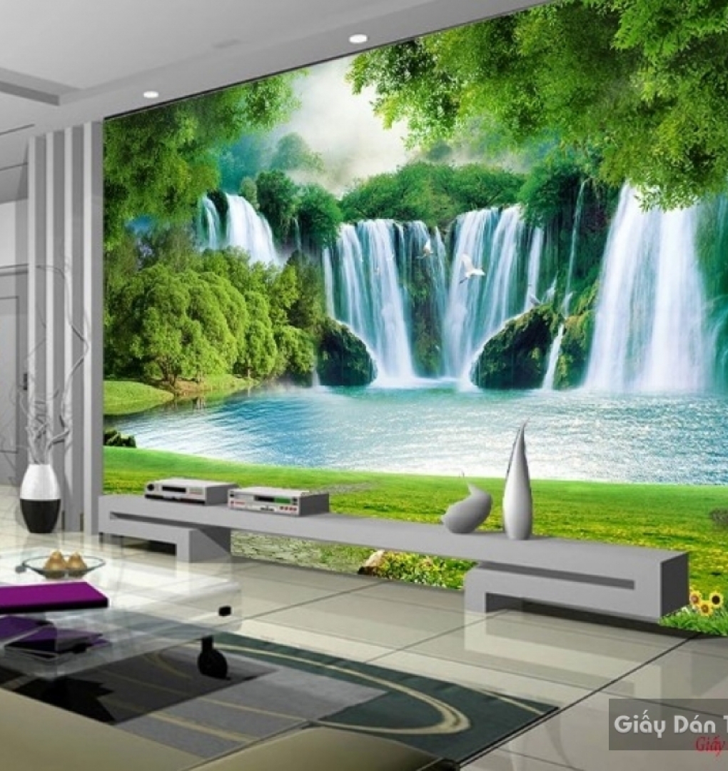 3d wall paintings of waterfall v195