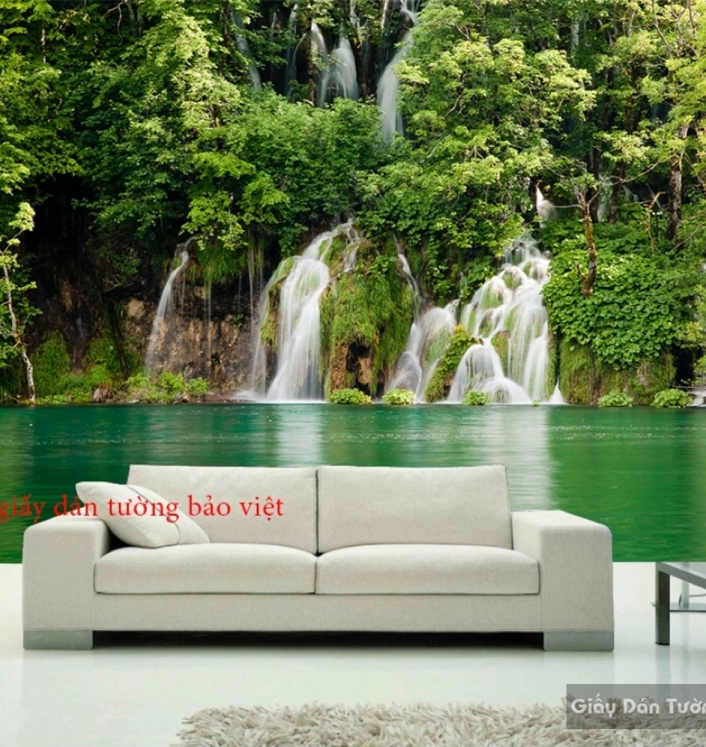 Wall paintings of 3D landscape waterfall W047