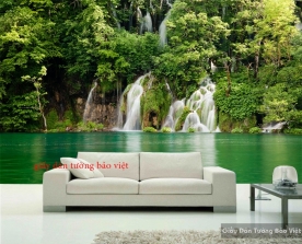 Wall paintings of 3D landscape waterfall W047
