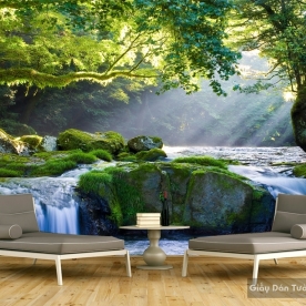 3D waterfall wall paintings W045