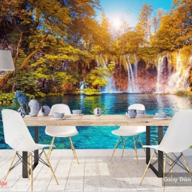 3d waterfall wall painting v271