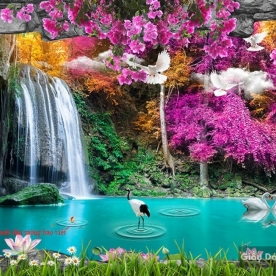 3d waterfall wall sticker w153