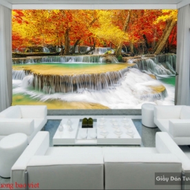 Wall paintings of waterfall w173