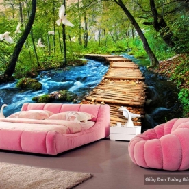 Wallpaper 3D waterfall waterfall W001