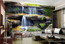 Wallpaper 3D waterfall waterfall W005