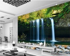 Wallpaper 3D waterfall waterfall W007