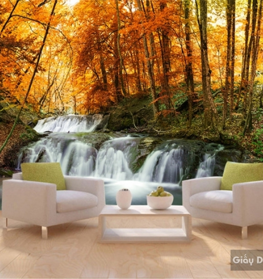 Wallpaper 3D waterfall waterfall W029