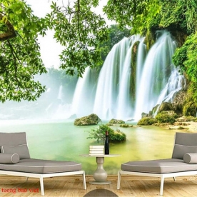 Wall paintings of waterfall me025
