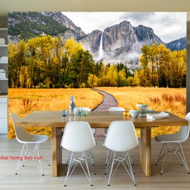 Wall paintings of waterfall w189