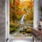 Wall paintings of waterfall w192